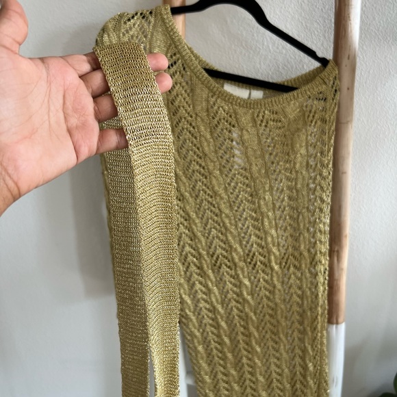 Anthropologie Maeve Gold One Shoulder Knif Coverup Dress - Picture 14 of 15